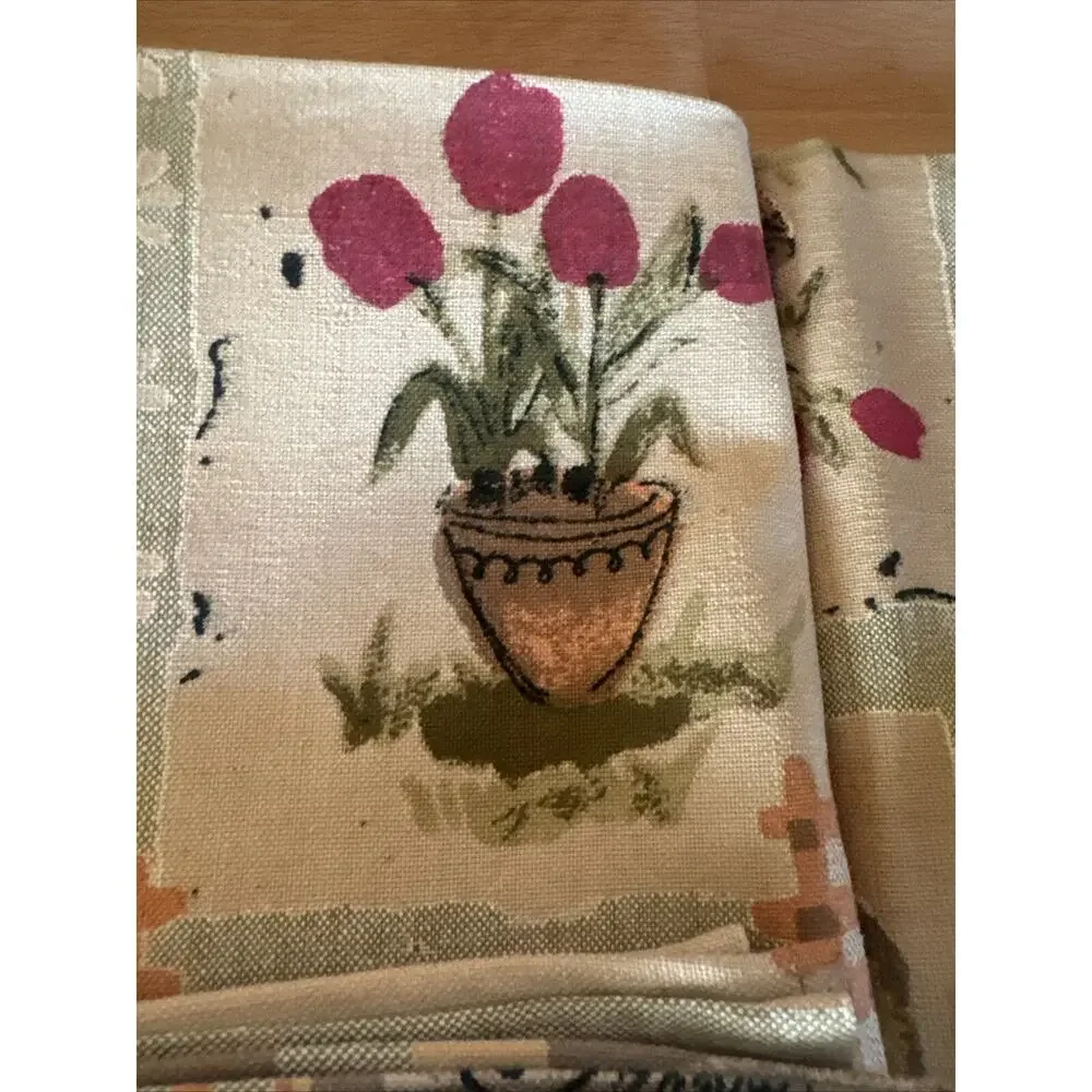 6 Western Linen INC Napkins Garden Plants, Flowers, 100 % Cotton Artsy 18”x 18”